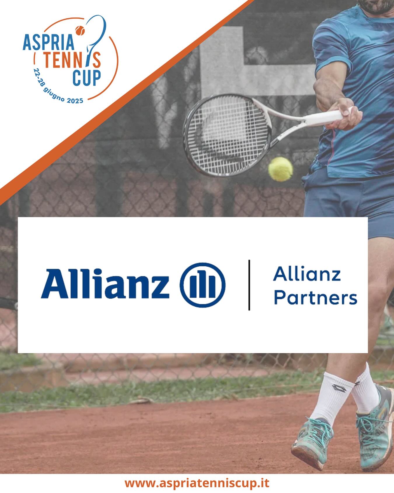 Allianz Partners è main sponsor dell’Aspria Tennis Cup - Trofeo BCS e torna al nostro fianco per una settimana di tennis internazionale, talento emergente e sano spirito di competizione.
Una presenza concreta, che sostiene il torneo dentro e fuori dal campo. Con noi c’è chi crede nello sport e nei suoi valori. 🎾