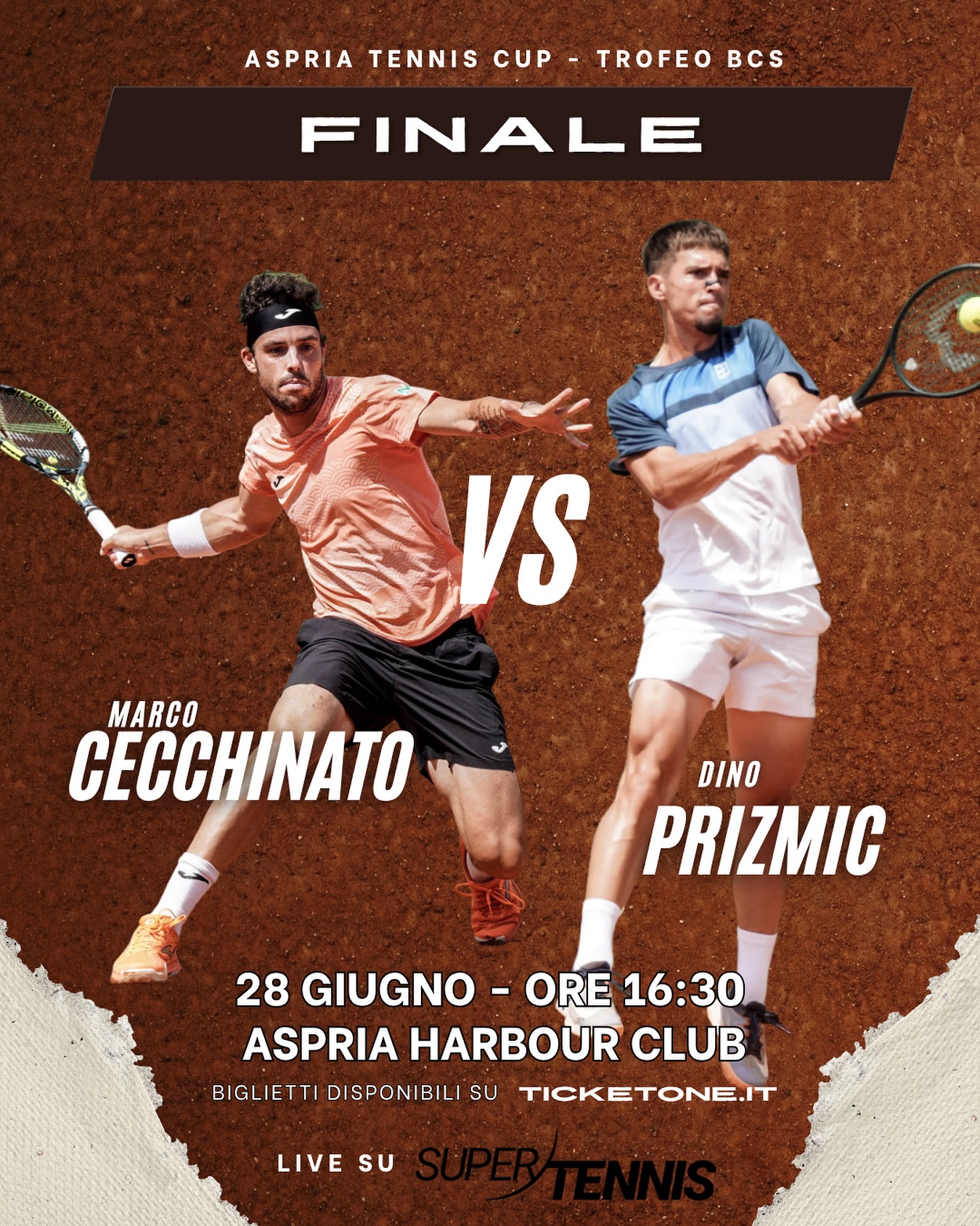 🎾 Finale. Il giorno che tutti aspettavano.
Marco Cecchinato 🇮🇹 contro Dino Prizmic 🇭🇷
Due giocatori, un solo trofeo, una sfida che si preannuncia indimenticabile.
🔥 Il campo è pronto. L’atmosfera è carica. La terra rossa freme.
Non resta che viverla dal vivo!
🎟 Biglietti ancora disponibili su ticketone.it
📺 E per chi non può essere con noi, la finale sarà trasmessa live su SuperTennis.
Non mancare, perché certi match si ricordano per sempre.
📸 @francescopelusoph
#aspriatenniscup
@aspria_harbourclub